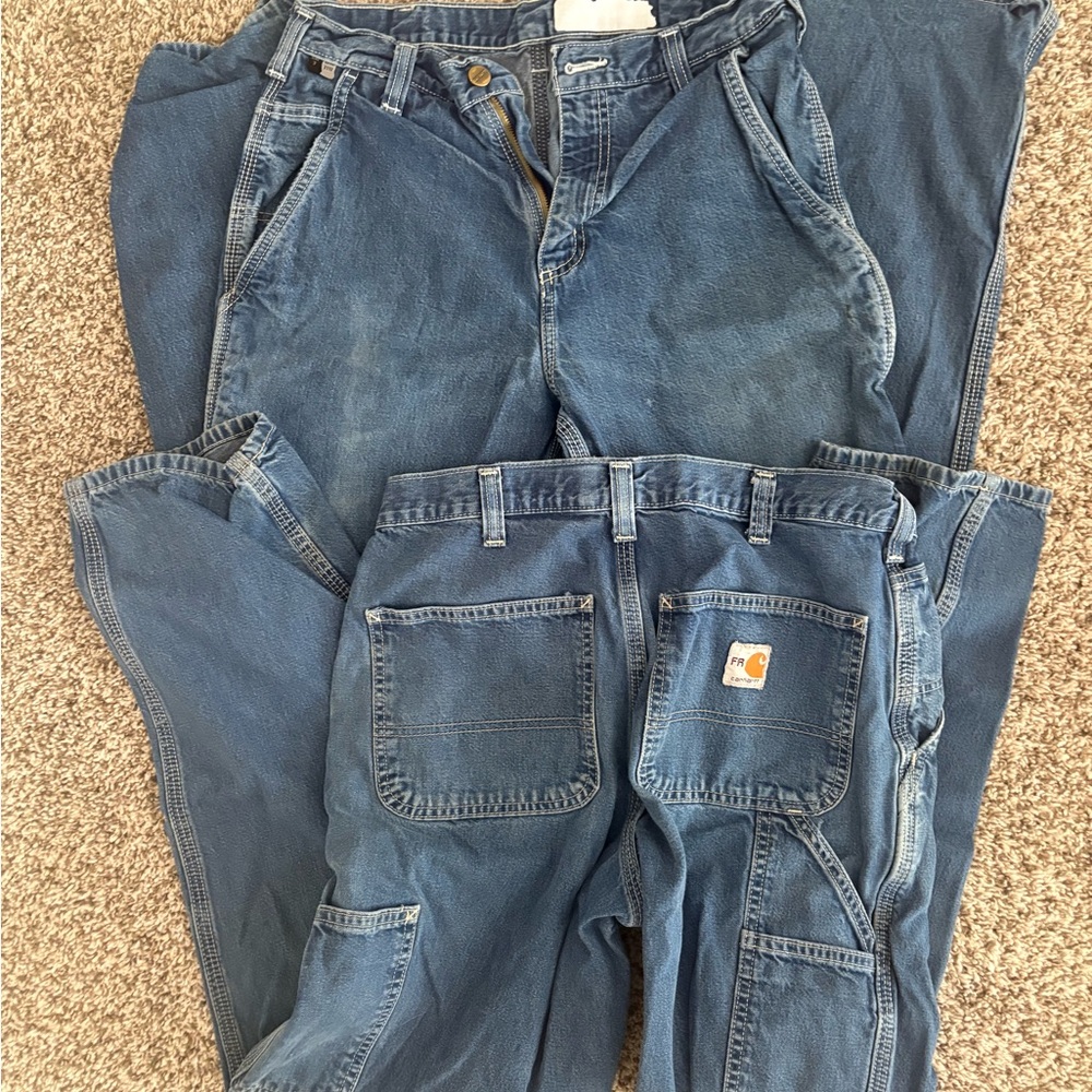2 Pairs of Carhartt Men's Work Jeans - Durable Utility Denim